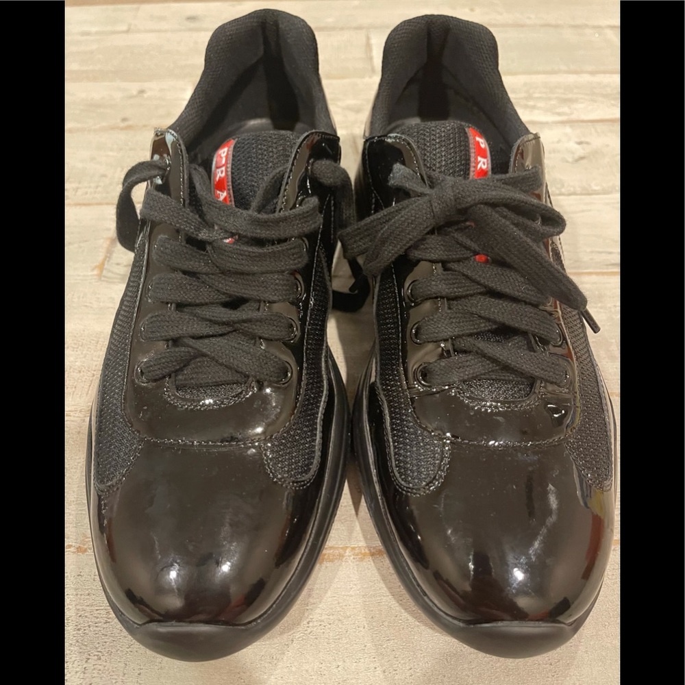 PRADA America's Cup Leather Patchwork Sneakers